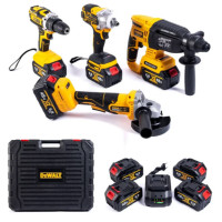 Набір 4в1 DeWalt 48V шуруповерт, перфоратор, гайковерт, болгарка DCD900B, DCG413, DCF893F універсальний комплект 2 акумулятори 6.0 Ah