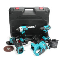 Набір 4в1 Makita 48V шуруповерт, болгарка, перфоратор, гайковерт DDF484, DGA504, DHR202, DTW301 комплект інструментів 6.0 Ah