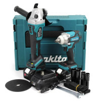 Професійний набір інструментів 2 в 1  гайковерт Makita DTW301, кутова шліфмашина DGA504 36V, 5Ah комплект для монтажу та обробки матеріалів
