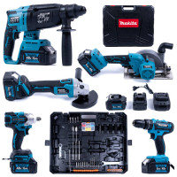 Набір 5в1 Makita 48V шуруповерт DDF484, перфоратор DHR202, кутова шліфувальна машина DGA504ZL, гайковерт TW007GM, циркулярна пила HS301D2 акумуляторний комплект 6.0 Ah потужний універсальний для ремонту та будівництва