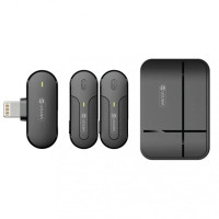 Бездротовий петличний мікрофон Veron M8-2L для iPhone з Lightning-роз’ємом, кейсом-зарядкою, активним шумопоглинанням та автоматичною синхронізацією