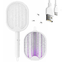 Акумуляторна електрична мухобійка  USB White  ракетка проти комах 