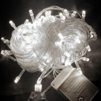 Світлодіодна гірлянда ROSSA Snow Light 10 м, 100 LED, біле сяйво, з вилкою 220В, декоративна новорічна підсвітка для дому, ялинки та вулиці